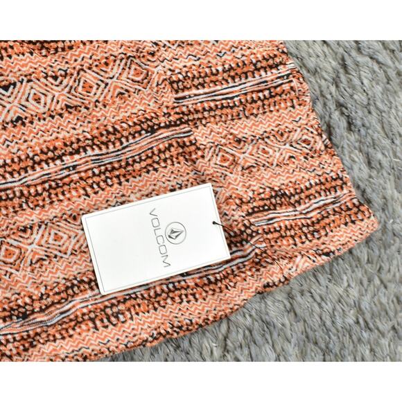 NEW Volcom Women's Size M Jogger Skinny Pants Orange Viscose Pull On Geometric - Picture 2 of 8